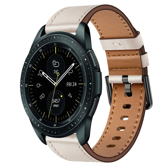 For Samsung Galaxy Watch 42mm 20mm SX Connector Metal Button Switch Leather Watch Band(Starlight) by bashfashion