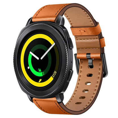 For Samsung Galaxy Gear Sport 20mm SX Connector Metal Button Switch Leather Watch Band(Brown) by bashfashion