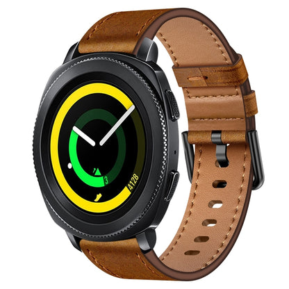 For Samsung Galaxy Gear Sport 20mm SX Connector Metal Button Switch Leather Watch Band(Red Brown) by bashfashion