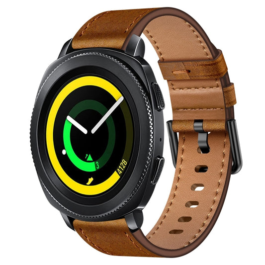 For Samsung Galaxy Gear Sport 20mm SX Connector Metal Button Switch Leather Watch Band(Red Brown) by bashfashion