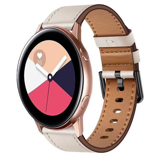 For Samsung Galaxy Watch Active 20mm SX Connector Metal Button Switch Leather Watch Band(Starlight) by bashfashion