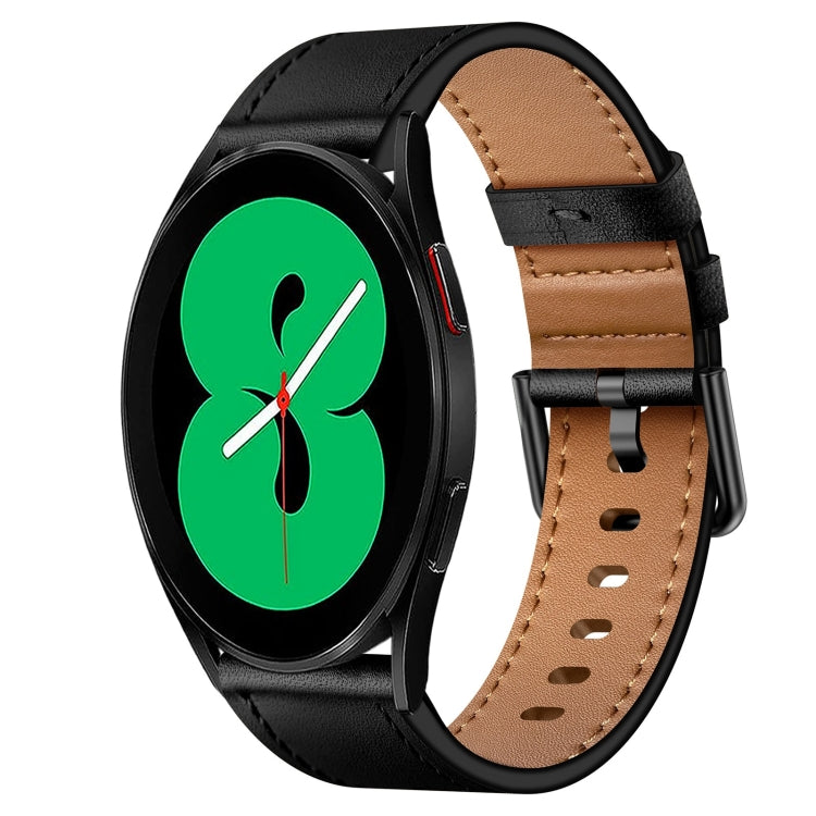 For Samsung Galaxy Watch 4 20mm SX Connector Metal Button Switch Leather Watch Band(Black) by bashfashion