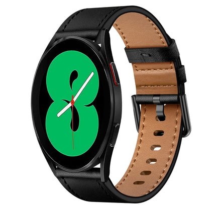For Samsung Galaxy Watch 4 20mm SX Connector Metal Button Switch Leather Watch Band(Black) by bashfashion