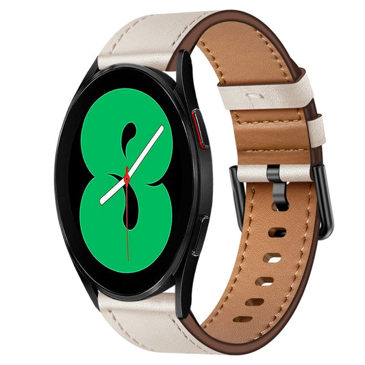 For Samsung Galaxy Watch 4 20mm SX Connector Metal Button Switch Leather Watch Band(Starlight) by bashfashion