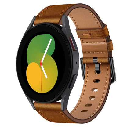 For Samsung Galaxy Watch 5 20mm SX Connector Metal Button Switch Leather Watch Band(Red Brown) by bashfashion
