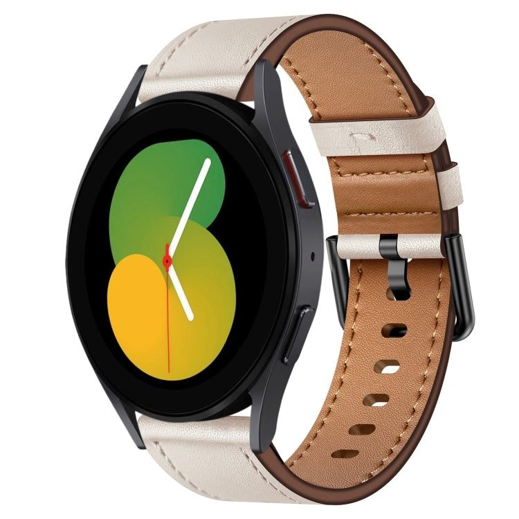 For Samsung Galaxy Watch 5 20mm SX Connector Metal Button Switch Leather Watch Band(Starlight) by bashfashion