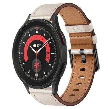 For Samsung Galaxy Watch 5 Pro 20mm SX Connector Metal Button Switch Leather Watch Band(Starlight) by bashfashion