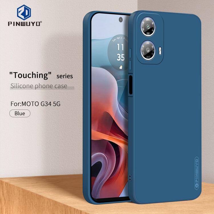 For Motorola Moto G34 5G PINWUYO Sense Series Liquid Silicone TPU Phone Case(Blue) by PINWUYO
