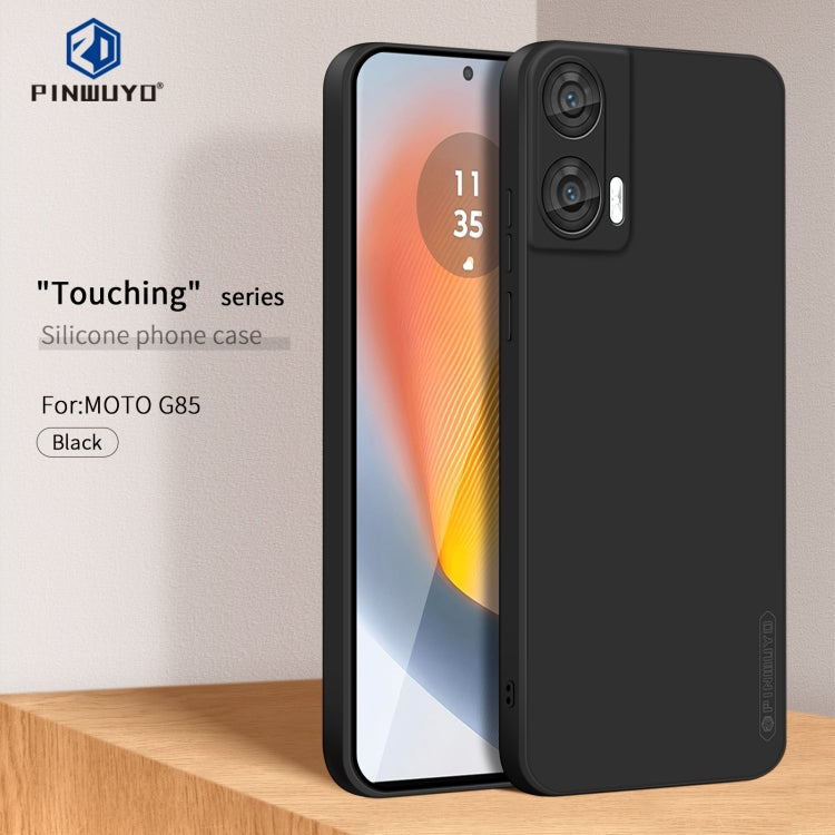 For Motorola Moto G85 PINWUYO Sense Series Liquid Silicone TPU Phone Case(Black) by PINWUYO