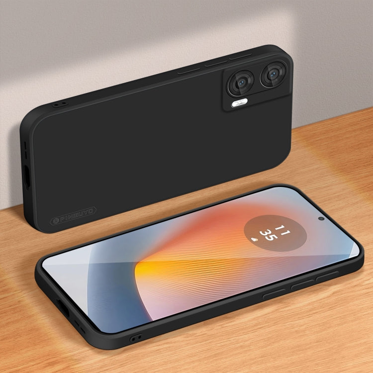 For Motorola Moto G85 PINWUYO Sense Series Liquid Silicone TPU Phone Case(Black) by PINWUYO