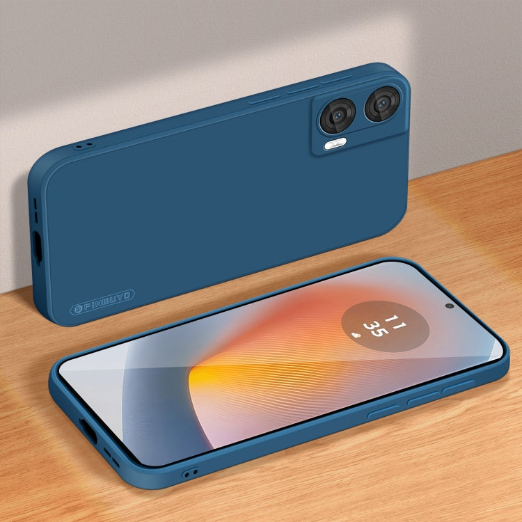 For Motorola Moto G85 PINWUYO Sense Series Liquid Silicone TPU Phone Case(Blue) by PINWUYO