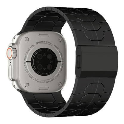 For Apple Watch SE 2023 44mm Norman Buckle Stainless Steel Watch Band(Black) by bashfashion