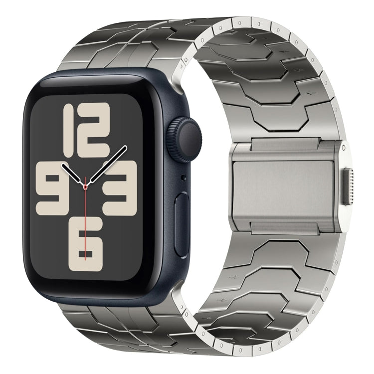 For Apple Watch SE 2023 44mm Norman Buckle Stainless Steel Watch Band(Titanium Color) by bashfashion