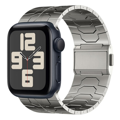For Apple Watch SE 2023 44mm Norman Buckle Stainless Steel Watch Band(Titanium Color) by bashfashion