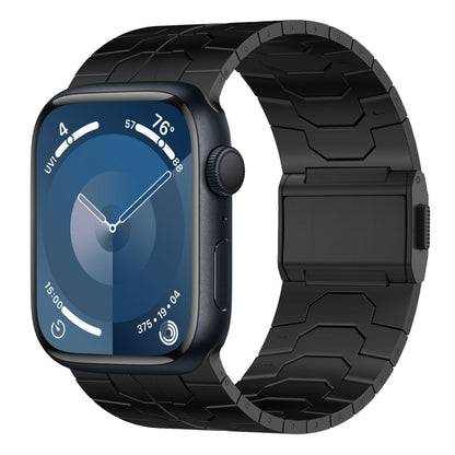 For Apple Watch Series 9 45mm Norman Buckle Stainless Steel Watch Band(Black) by bashfashion