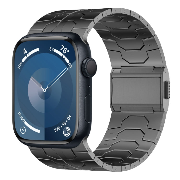For Apple Watch Series 9 45mm Norman Buckle Stainless Steel Watch Band(Gunmetal) by bashfashion