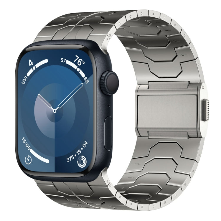For Apple Watch Series 9 45mm Norman Buckle Stainless Steel Watch Band(Titanium Color) by bashfashion