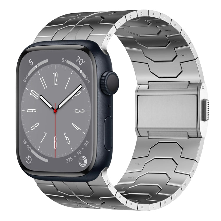 For Apple Watch Series 8 45mm Norman Buckle Stainless Steel Watch Band(Silver) by bashfashion