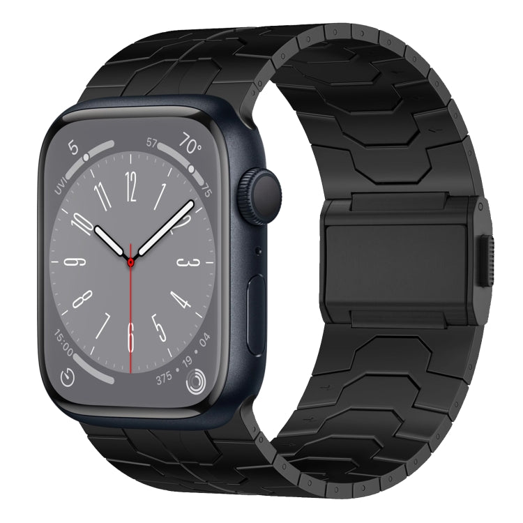 For Apple Watch Series 8 45mm Norman Buckle Stainless Steel Watch Band(Black) by bashfashion