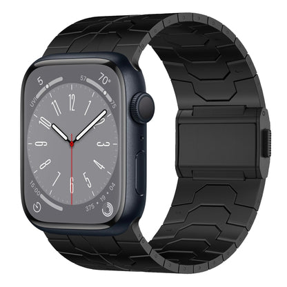 For Apple Watch Series 8 45mm Norman Buckle Stainless Steel Watch Band(Black) by bashfashion