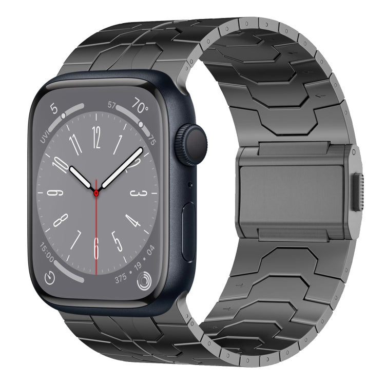 For Apple Watch Series 8 45mm Norman Buckle Stainless Steel Watch Band(Gunmetal) by bashfashion
