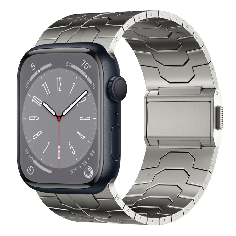 For Apple Watch Series 8 45mm Norman Buckle Stainless Steel Watch Band(Titanium Color) by bashfashion