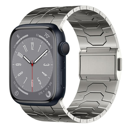 For Apple Watch Series 8 45mm Norman Buckle Stainless Steel Watch Band(Titanium Color) by bashfashion