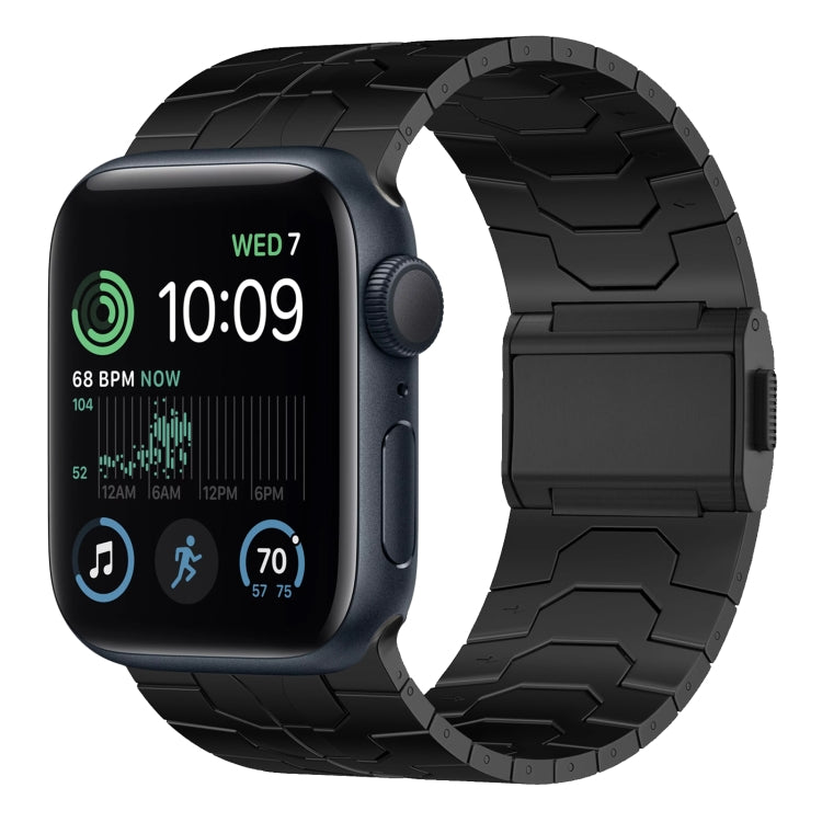 For Apple Watch SE 2022 44mm Norman Buckle Stainless Steel Watch Band(Black) by bashfashion
