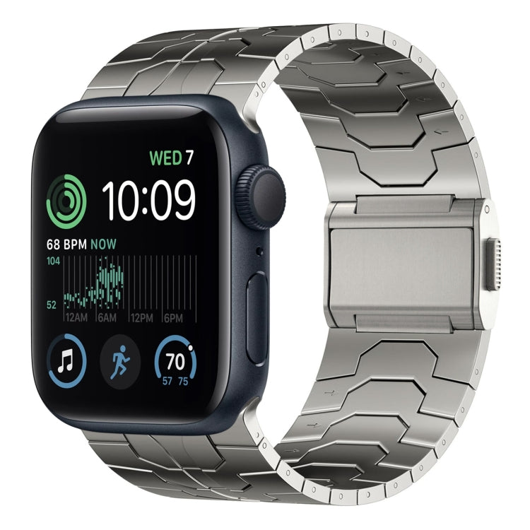 For Apple Watch SE 2022 44mm Norman Buckle Stainless Steel Watch Band(Titanium Color) by bashfashion