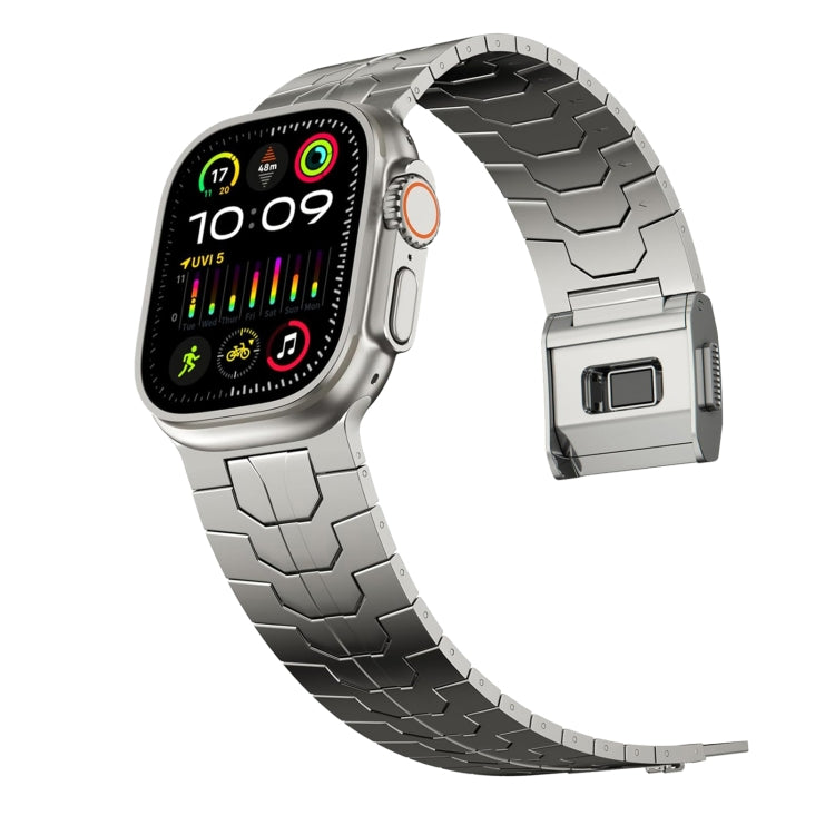 For Apple Watch SE 2022 44mm Norman Buckle Stainless Steel Watch Band(Titanium Color) by bashfashion