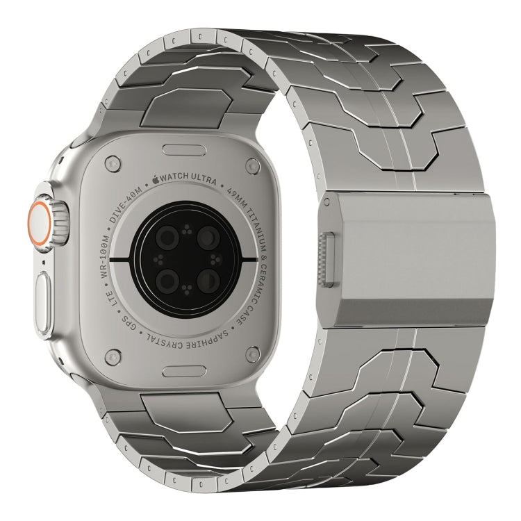 For Apple Watch SE 2022 44mm Norman Buckle Stainless Steel Watch Band(Titanium Color) by bashfashion