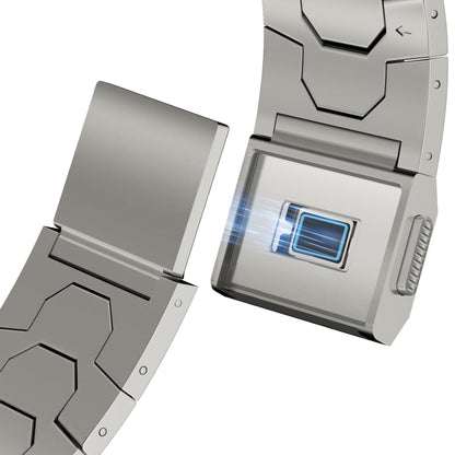 For Apple Watch SE 2022 44mm Norman Buckle Stainless Steel Watch Band(Titanium Color) by bashfashion