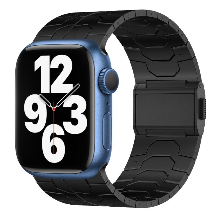 For Apple Watch Series 7 45mm Norman Buckle Stainless Steel Watch Band(Black) by bashfashion