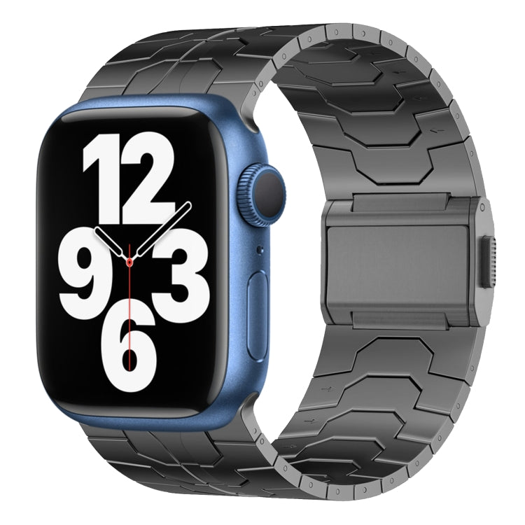 For Apple Watch Series 7 45mm Norman Buckle Stainless Steel Watch Band(Gunmetal) by bashfashion
