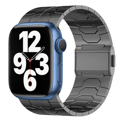 For Apple Watch Series 7 45mm Norman Buckle Stainless Steel Watch Band(Gunmetal) by bashfashion