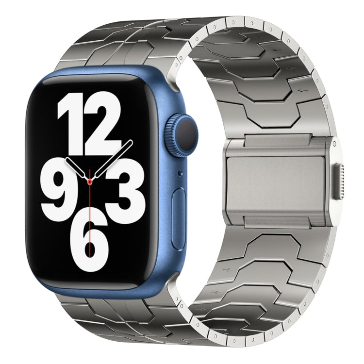 For Apple Watch Series 7 45mm Norman Buckle Stainless Steel Watch Band(Titanium Color) by bashfashion