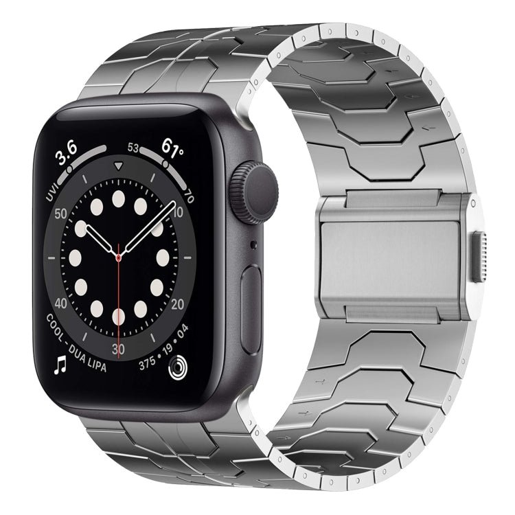 For Apple Watch Series 6 44mm Norman Buckle Stainless Steel Watch Band(Silver) by bashfashion