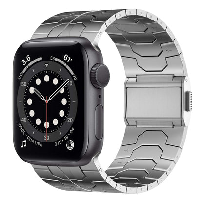 For Apple Watch Series 6 44mm Norman Buckle Stainless Steel Watch Band(Silver) by bashfashion