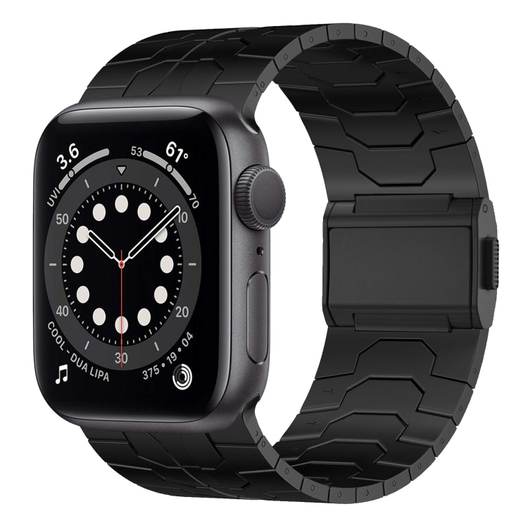 For Apple Watch Series 6 44mm Norman Buckle Stainless Steel Watch Band(Black) by bashfashion