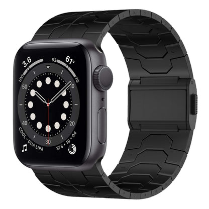 For Apple Watch Series 6 44mm Norman Buckle Stainless Steel Watch Band(Black) by bashfashion