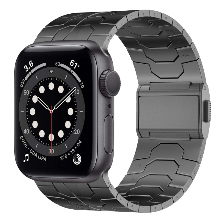 For Apple Watch Series 6 44mm Norman Buckle Stainless Steel Watch Band(Gunmetal) by bashfashion