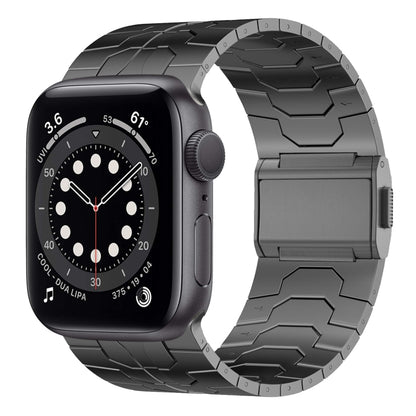 For Apple Watch Series 6 44mm Norman Buckle Stainless Steel Watch Band(Gunmetal) by bashfashion