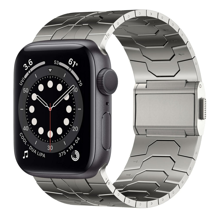For Apple Watch Series 6 44mm Norman Buckle Stainless Steel Watch Band(Titanium Color) by bashfashion
