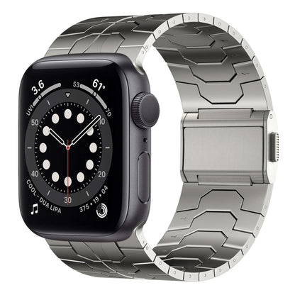 For Apple Watch Series 6 44mm Norman Buckle Stainless Steel Watch Band(Titanium Color) by bashfashion