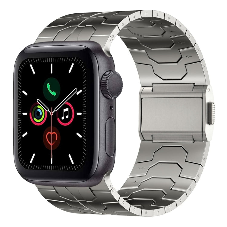 For Apple Watch Series 5 44mm Norman Buckle Stainless Steel Watch Band(Titanium Color) by bashfashion