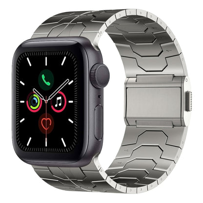 For Apple Watch Series 5 44mm Norman Buckle Stainless Steel Watch Band(Titanium Color) by bashfashion