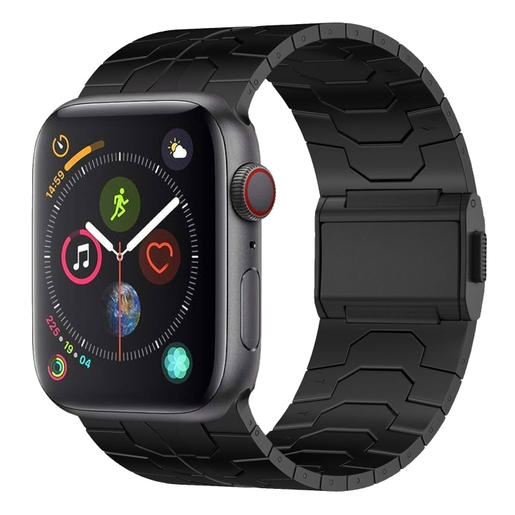 For Apple Watch Series 4 44mm Norman Buckle Stainless Steel Watch Band(Black) by bashfashion