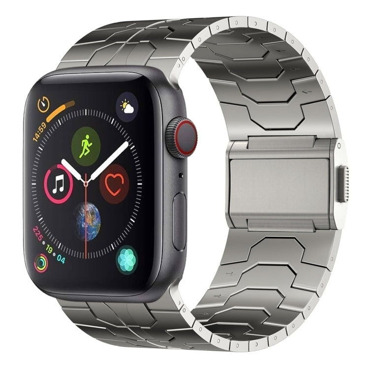 For Apple Watch Series 4 44mm Norman Buckle Stainless Steel Watch Band(Titanium Color) by bashfashion