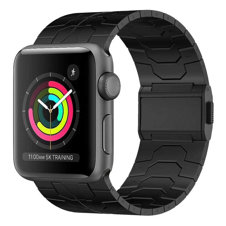 For Apple Watch Series 3 42mm Norman Buckle Stainless Steel Watch Band(Black) by bashfashion