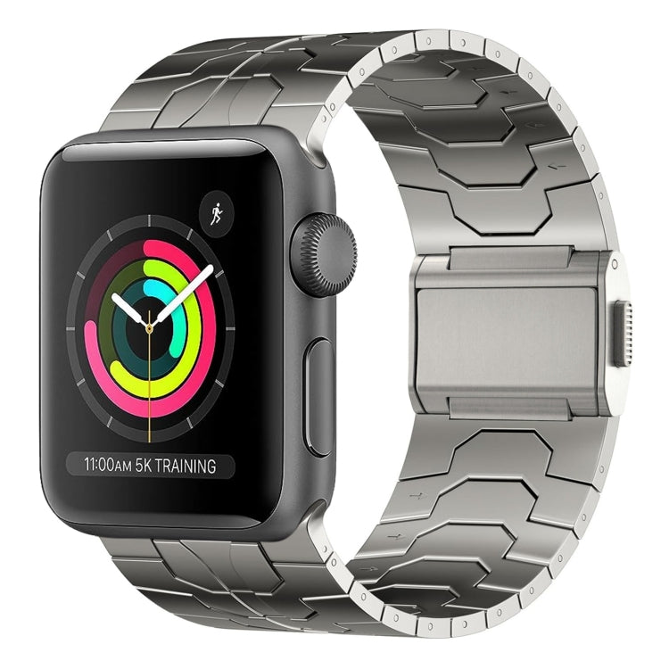 For Apple Watch Series 3 42mm Norman Buckle Stainless Steel Watch Band(Titanium Color) by bashfashion